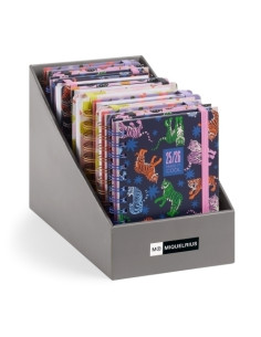 AGENDA ESCOLAR 2025-26 MIQUELRIUS ACADEMY WIRE-O tapa EXTRA con GOMA ACTIVA SURTIDO EXPOSITOR DE 12