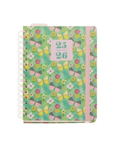 AGENDA ESCOLAR 2025-26 MIQUELRIUS ANNE LEHMAN WIRE-O tapa EXTRA con GOMA PLUS 4 170x218 DP BUTTERFLY GARDEN