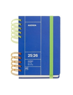 AGENDA ESCOLAR 2025-26 MIQUELRIUS BACK TO BASICS WIRE-O tapa EXTRA con GOMA ACTIVA 8 126x178 DP AZUL