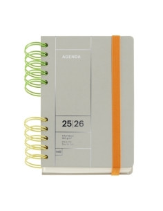 AGENDA ESCOLAR 2025-26 MIQUELRIUS BACK TO BASICS WIRE-O tapa EXTRA con GOMA ACTIVA 8 126x178 DP GRIS