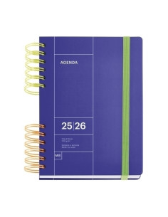 AGENDA ESCOLAR 2025-26 MIQUELRIUS BACK TO BASICS WIRE-O tapa EXTRA con GOMA PLUS 4 1605x218 SV APAIS AZUL