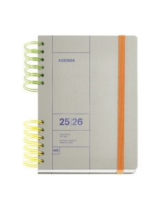 AGENDA ESCOLAR 2025-26 MIQUELRIUS BACK TO BASICS WIRE-O tapa EXTRA con GOMA PLUS 4 1605x218 SV APAIS GRIS