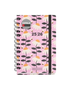 AGENDA ESCOLAR 2025-26 MIQUELRIUS CATALAN ACADEMY WIRE-O tapa EXTRA con GOMA ACTIVA 123x178 SV APAIS EQUINACEA