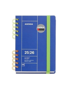 AGENDA ESCOLAR 2025-26 MIQUELRIUS CATALAN BACK TO BASICS WIRE-O tapa EXTRA con GOMA ACTIVA 8 123x178 SV APAIS GRIS