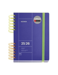 AGENDA ESCOLAR 2025-26 MIQUELRIUS CATALAN BACK TO BASICS WIRE-O tapa EXTRA con GOMA PLUS 4 1605x218 SV APAIS BLAU