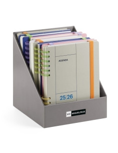 AGENDA ESCOLAR 2025-26 MIQUELRIUS CATALAN BACK TO BASICS WIRE-O tapa EXTRA con GOMA PLUS 4 ASSORTIMENT EXPOSITOR DE 10