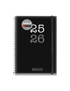 AGENDA ESCOLAR 2025-26 MIQUELRIUS CATALAN COLLEGE ESPIRAL tapa PP con GOMA ACTIVA 8 117x174 SV APAIS NEGRE