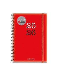 AGENDA ESCOLAR 2025-26 MIQUELRIUS CATALAN COLLEGE ESPIRAL tapa PP con GOMA PLUS 4 150x213 SV APAIS VERMELL