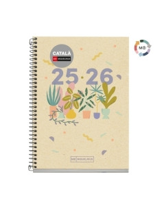 AGENDA ESCOLAR 2025-26 MIQUELRIUS CATALAN RECYCLED ESPIRAL tapa EXTRA ACTIVA 8 117x174 SV APAIS PLANTS