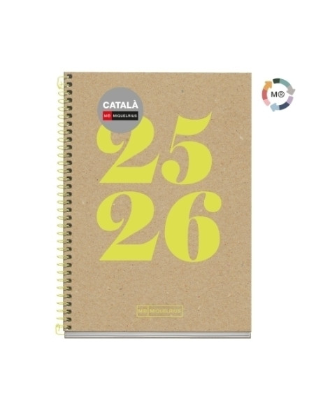 AGENDA ESCOLAR 2025-26 MIQUELRIUS CATALAN RECYCLED ESPIRAL tapa EXTRA ACTIVA 8 117x174 SV APAIS YEAR