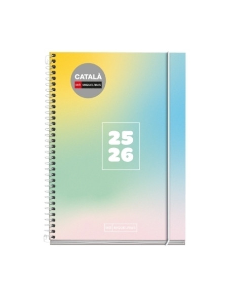 AGENDA ESCOLAR 2025-26 MIQUELRIUS CATALAN SCHOOL DESIGN ESPIRAL tapa EXTRA con GOMA ACTIVA 8 117x174 SV APAIS YEAR