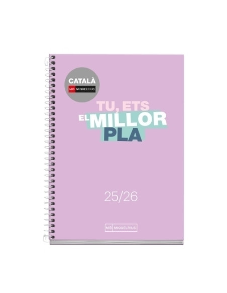 AGENDA ESCOLAR 2025-26 MIQUELRIUS CATALAN SCHOOL WRITE ESPIRAL tapa EXTRA ACTIVA 8 117x174 SV APAIS LILA
