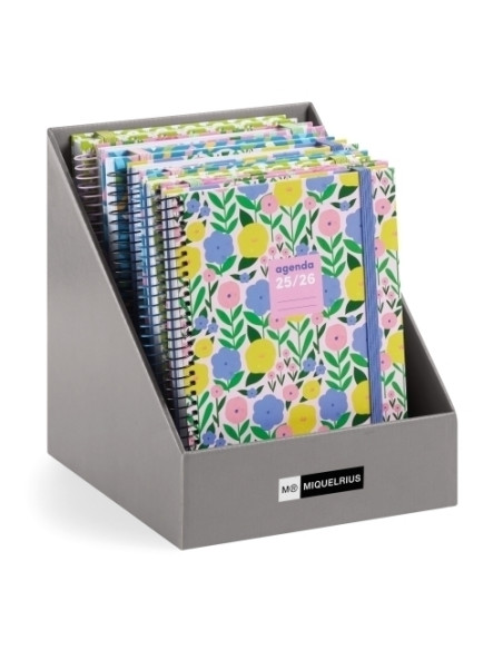 AGENDA ESCOLAR 2025-26 MIQUELRIUS CATALAN TEEN ESPIRAL tapa EXTRA con GOMA PLUS 4 154x215 SV APAIS ASSORTIMENT EXPOSITOR DE 10