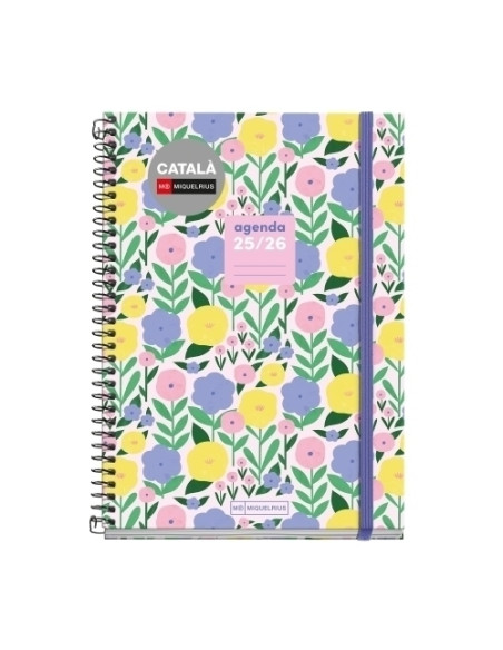 AGENDA ESCOLAR 2025-26 MIQUELRIUS CATALAN TEEN ESPIRAL tapa EXTRA con GOMA PLUS 4 155x215 DP BLOSSOM