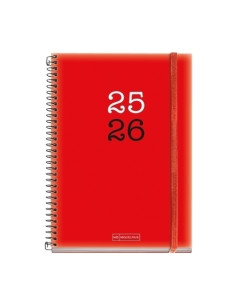 AGENDA ESCOLAR 2025-26 MIQUELRIUS COLLEGE ESPIRAL tapa PP con GOMA PLUS 4 150x213 DP ROJO