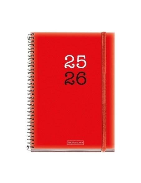 AGENDA ESCOLAR 2025-26 MIQUELRIUS COLLEGE ESPIRAL tapa PP con GOMA PLUS 4 150x213 DP ROJO