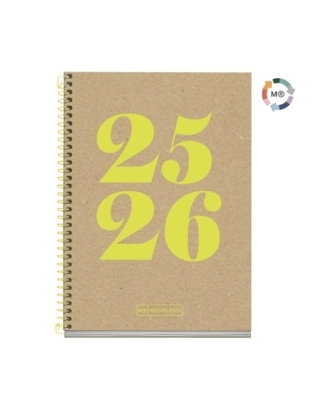 AGENDA ESCOLAR 2025-26 MIQUELRIUS RECYCLED ESPIRAL tapa EXTRA ACTIVA 8 117x174 DP YEAR