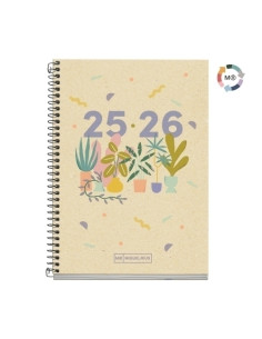 AGENDA ESCOLAR 2025-26 MIQUELRIUS RECYCLED ESPIRAL tapa EXTRA ACTIVA 8 117x174 SV APAIS PLANTS