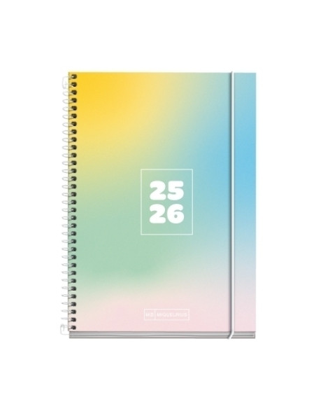 AGENDA ESCOLAR 2025-26 MIQUELRIUS SCHOOL DESIGN ESPIRAL tapa EXTRA con GOMA ACTIVA 8 117x174 DP YEAR