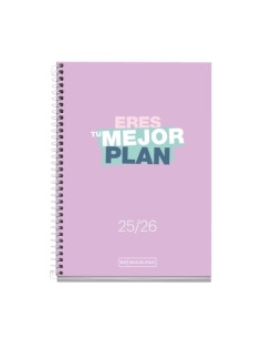 AGENDA ESCOLAR 2025-26 MIQUELRIUS SCHOOL WRITE ESPIRAL tapa EXTRA ACTIVA 8 117x174 DP LILA