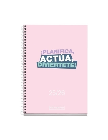 AGENDA ESCOLAR 2025-26 MIQUELRIUS SCHOOL WRITE ESPIRAL tapa EXTRA ACTIVA 8 117x174 DP ROSA