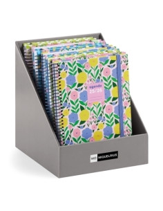 AGENDA ESCOLAR 2025-26 MIQUELRIUS TEEN ESPIRAL tapa EXTRA con GOMA PLUS 4 SURTIDO EXPOSITOR DE 10