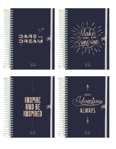 AGENDA ESCOLAR 2025-26 OXFORD SO CHIC ESPIRAL tapa EXTRADURA con GOMA 8 DP SURTIDO 4 mod