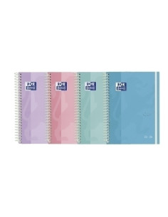 AGENDA ESCOLAR 2025-26 OXFORD TOUCH PASTEL ESPIRAL tapa EXTRADURA con GOMA 8 SV SURTIDO 4 col