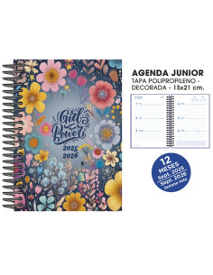 AGENDA ESCOLAR 2025-26 SENFORT CATALAN JUNIOR DECORADA ESPIRAL tapa PVC 150x210 SV GIRLS POWER
