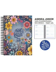 AGENDA ESCOLAR 2025-26 SENFORT JUNIOR DECORADA ESPIRAL tapa PVC 150x210 SV GIRLS POWER