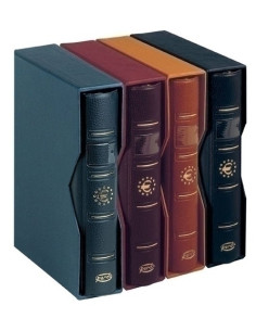 ALBUM de MONEDAS PARDO 4 anillas EURO con CAJETIN AZUL