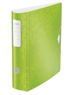 ARCHIVADOR palanca LEITZ ACTIVE WOW POLYFOAM A4 180 75mm LOMO CURVADO Y CIERRE CON GOMA VERDE METALIZADO