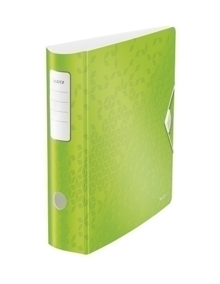 ARCHIVADOR palanca LEITZ ACTIVE WOW POLYFOAM A4 180 75mm LOMO CURVADO Y CIERRE CON GOMA VERDE METALIZADO