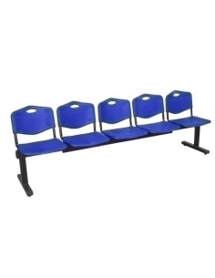 BANCADA PIQUERAS Y CRESPO ALBATANA 5 PLAZAS DISEÑO ROBUSTO PATAS CON TOPES REGULADORES ASIENTO Y RESPALDO PVC AZUL