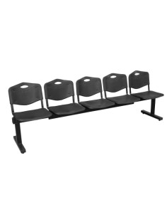 BANCADA PIQUERAS Y CRESPO ALBATANA 5 PLAZAS DISEÑO ROBUSTO PATAS CON TOPES REGULADORES ASIENTO Y RESPALDO PVC NEGRO