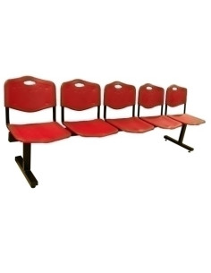 BANCADA PIQUERAS Y CRESPO ALBATANA 5 PLAZAS ESTRUCTURA NEGRA ASIENTO Y RESPALDO PVC ROJO