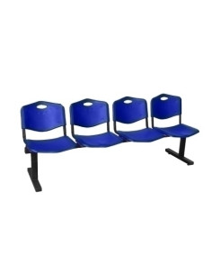 BANCADA PIQUERAS Y CRESPO BIENSERVIDA 4 PLAZAS DISEÑO ROBUSTO PATAS CON TOPES REGULADORES ASIENTO Y RESPALDO PVC AZUL
