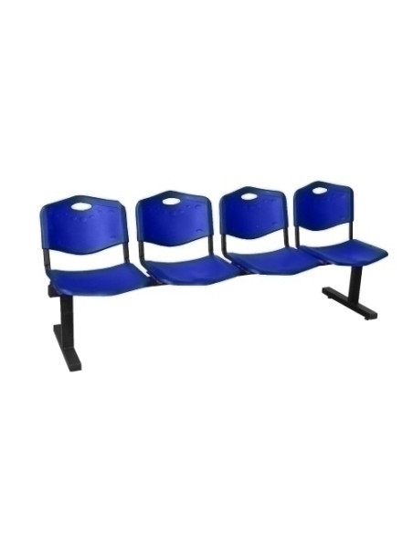 BANCADA PIQUERAS Y CRESPO BIENSERVIDA 4 PLAZAS DISEÑO ROBUSTO PATAS CON TOPES REGULADORES ASIENTO Y RESPALDO PVC AZUL