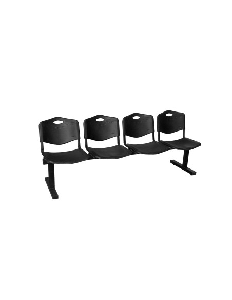 BANCADA PIQUERAS Y CRESPO BIENSERVIDA 4 PLAZAS DISEÑO ROBUSTO PATAS CON TOPES REGULADORES ASIENTO Y RESPALDO PVC NEGRO