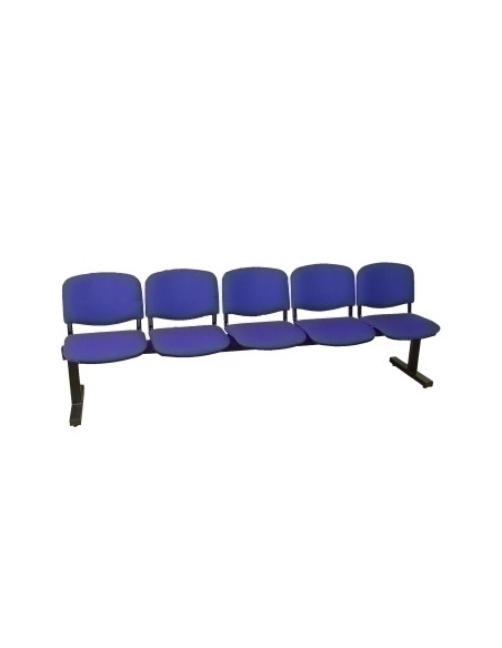 BANCADA PIQUERAS Y CRESPO MASEGOSO 5 PLAZAS DISEÑO ROBUSTO PATAS CON TOPES REGULADORES ASIENTO Y RESPALDO TAPIZADO ARAN AZUL