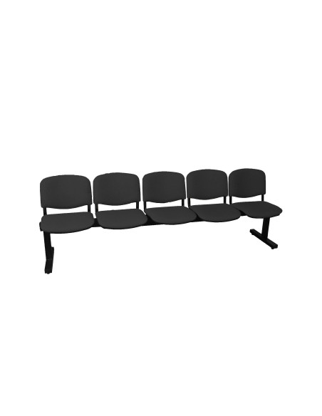BANCADA PIQUERAS Y CRESPO MASEGOSO 5 PLAZAS DISEÑO ROBUSTO PATAS CON TOPES REGULADORES ASIENTO Y RESPALDO TAPIZADO ARAN NEGRO