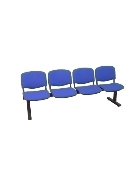 BANCADA PIQUERAS Y CRESPO VILLATOYA 4 PLAZAS DISEÑO ROBUSTO PATAS CON TOPES REGULADORES ASIENTO Y RESPALDO TAPIZADO ARAN AZUL