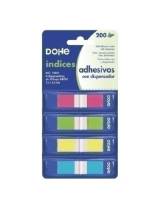 BANDERITAS ADHESIVAS DOHE 50h POR 4 COLORES NEON CON DISPENSADOR