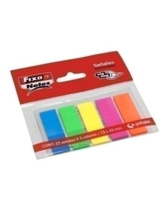 BANDERITAS ADHESIVAS FIXO NOTES 13x43 ZIG-ZAG COLORES NEON PACK de 5