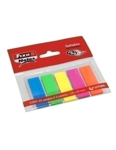 BANDERITAS ADHESIVAS FIXO NOTES 13x43 ZIG-ZAG COLORES NEON PACK de 5