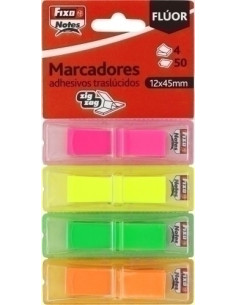 BANDERITAS ADHESIVAS FIXO NOTES POPUP 12x45 COLORES FLUOR PACK de 4