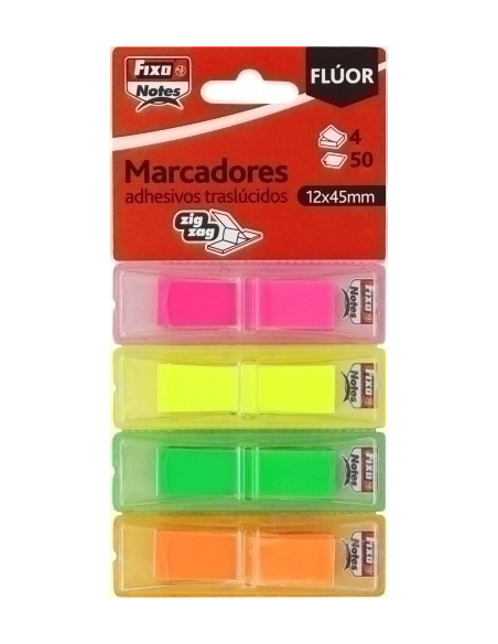 BANDERITAS ADHESIVAS FIXO NOTES POPUP 12x45 COLORES FLUOR PACK de 4