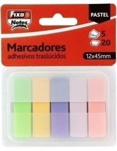 BANDERITAS ADHESIVAS FIXO NOTES POPUP 12x45 COLORES PASTEL PACK de 5