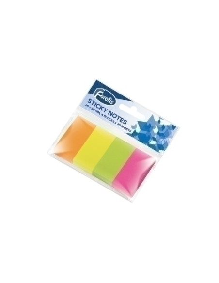 BANDERITAS ADHESIVAS FOROFIS 20x50 COLORES NEON PACK de 4 4x40h