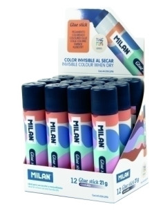 BARRA de PEGAMENTO MILAN 21g MEDIANA THE FUN AZUL EXPOSITOR DE 12